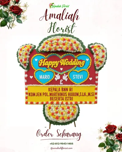 Karangan Papan Bunga Pernikahan di Simego
